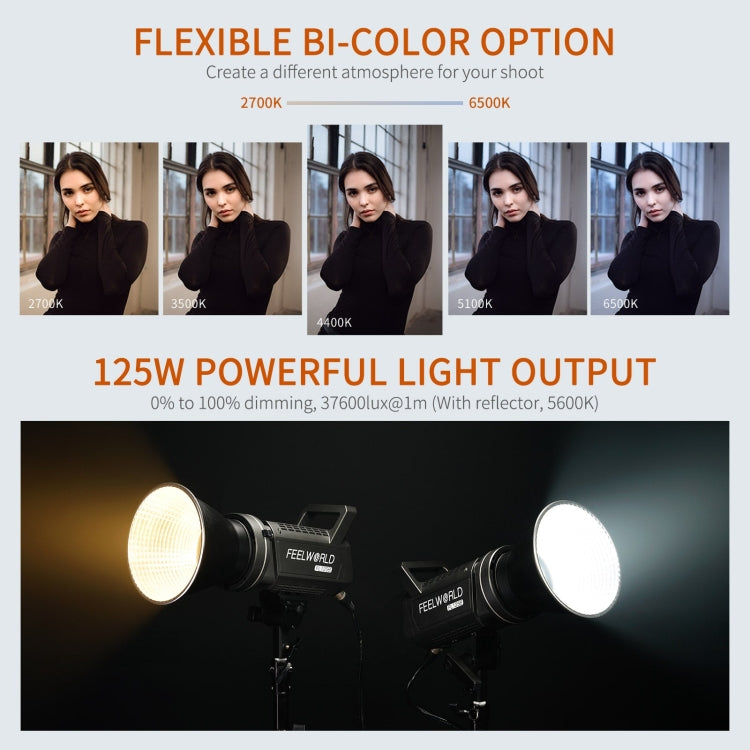 FEELWORLD FL125B 125W雙色溫點光源影視聚光燈 藍牙APP控制
