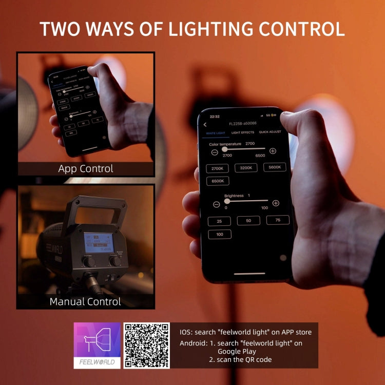 FEELWORLD FL225B 225W雙色溫點光源影視聚光燈藍牙APP控制