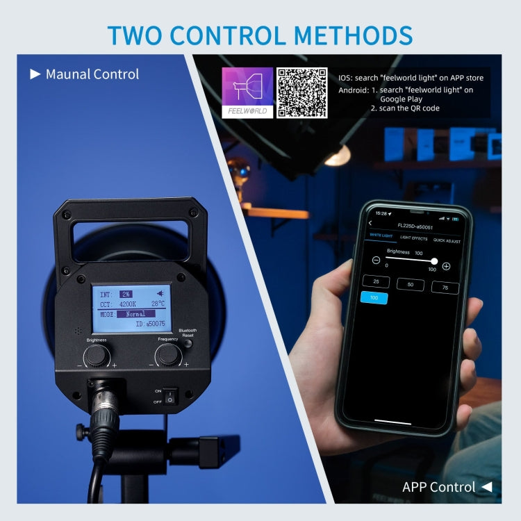 FEELWORLD FL225D 225W單色溫點光源影視聚光燈藍牙APP控制