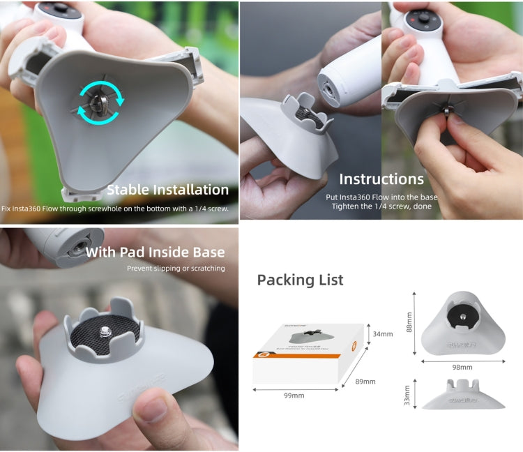 Sunnylife 適用於Insta360 Flow 加固底座手機雲台三腳架增強底座