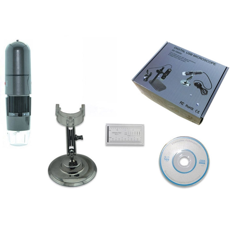 1000X變焦30萬像素高清3合一USB顯微鏡帶8顆燈珠 &台座