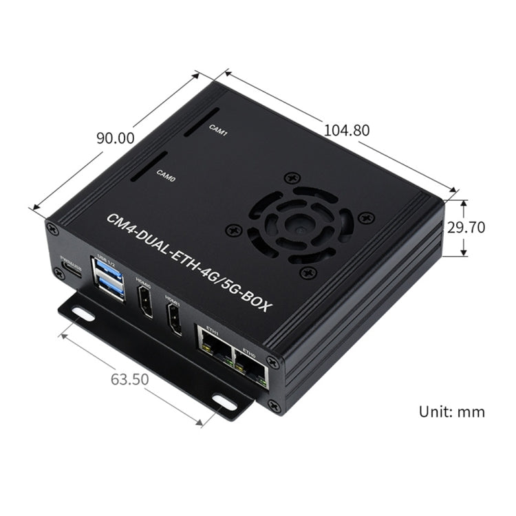 Waveshare  適用於Raspberry Pi CM4  雙千兆以太網5G/4G 機箱