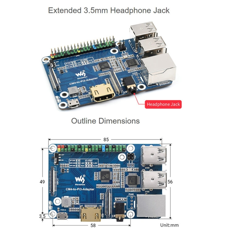 Waveshare  適用於Raspberry Pi 3 Model B/B+ 的 Raspberry Pi CM4 轉 3B 適配器
