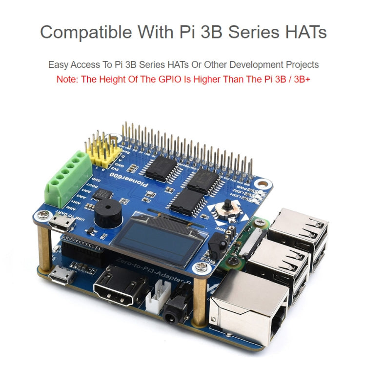 Waveshare  適用於Raspberry Pi 3 Model B/B+ 的 Raspberry Pi Zero 2W 轉 3B 適配器