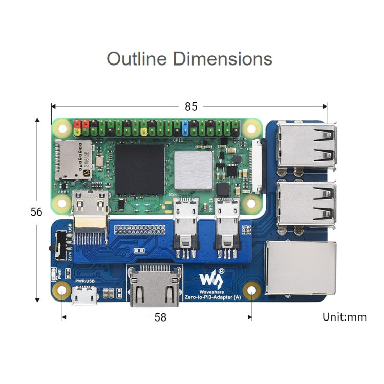 Waveshare  適用於Raspberry Pi 3 Model B/B+ 的 Raspberry Pi Zero 轉 3B 適配器