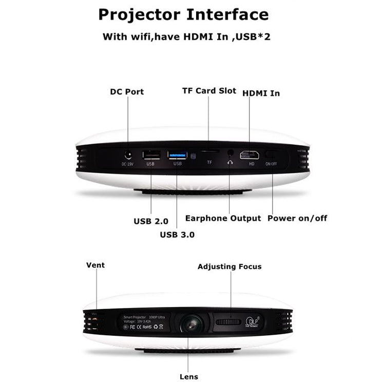 微傑 DL-S9 220流明 1280x720 720P 藍牙WiFi高清智能激光3D投影儀 支持HDMI / USB x 2 / TF卡