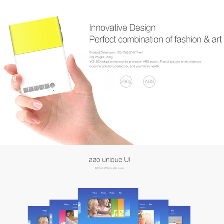 YG300 400流明 投影儀 帶遙控器，支持HDMI, AV, SD, USB 接口