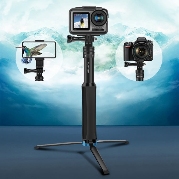 RUIGPRO One-piece Handheld Tripod Selfie Stick Telescopic Monopod Mount for GoPro, Insta360, DJI and Other Action Cameras