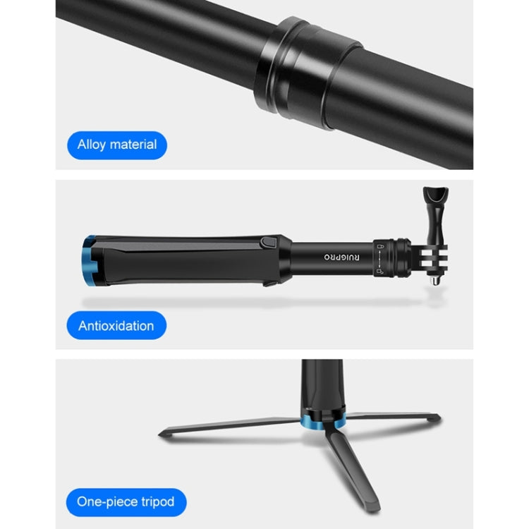 RUIGPRO One-piece Handheld Tripod Selfie Stick Telescopic Monopod Mount for GoPro, Insta360, DJI and Other Action Cameras