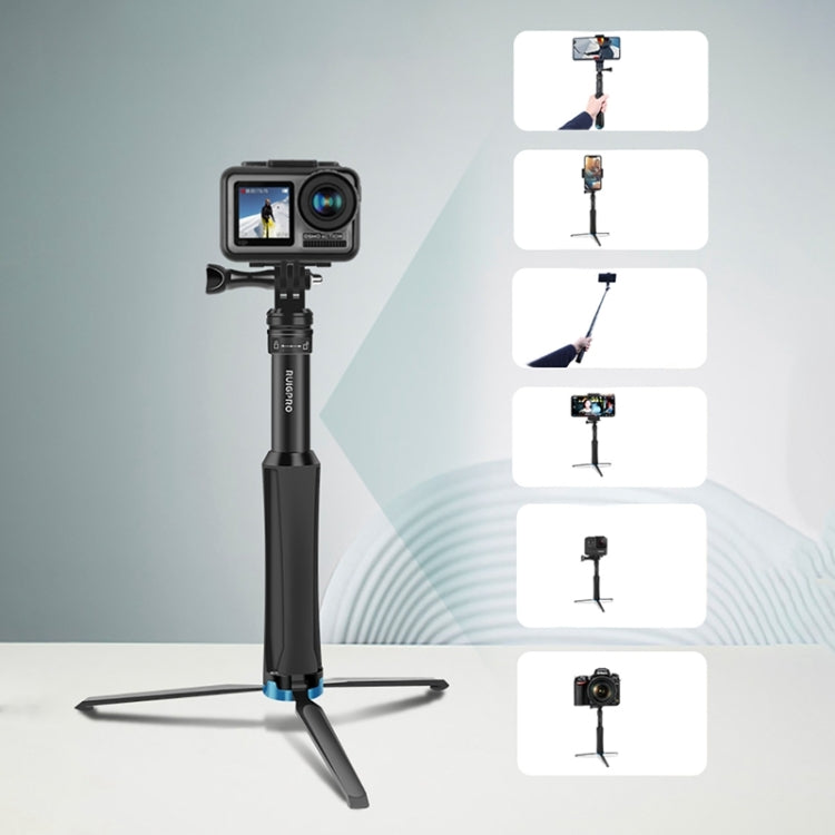 RUIGPRO One-piece Handheld Tripod Selfie Stick Telescopic Monopod Mount for GoPro, Insta360, DJI and Other Action Cameras
