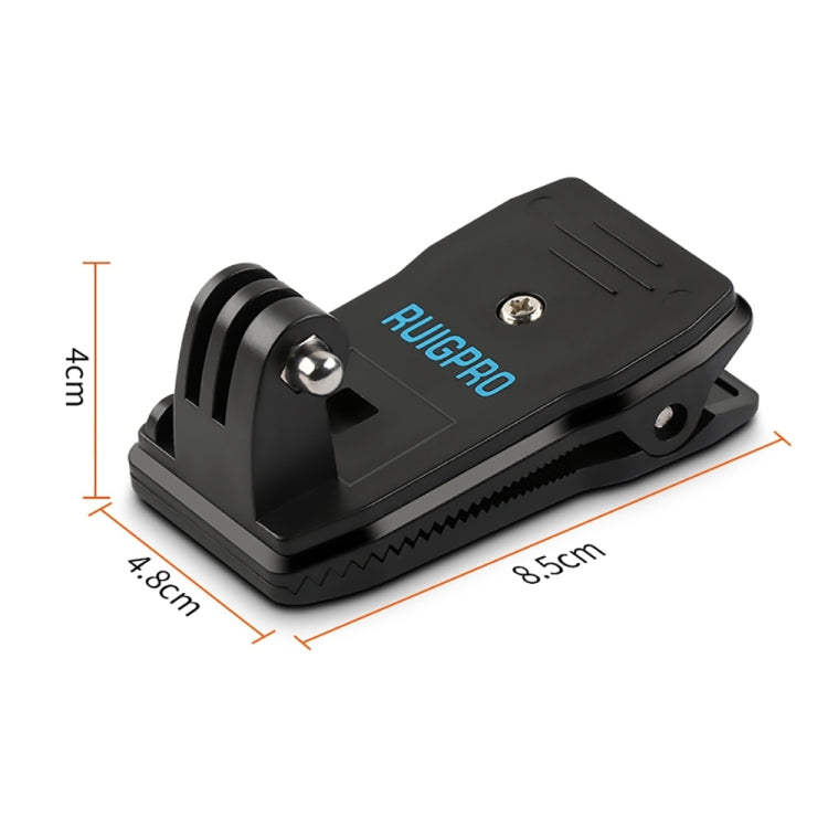 RUIGPRO 360 Degree Rotation Backpack Rec-Mounts Clip Clamp Mount + Phone Clamp for GoPro, Insta360, DJI and Other Action Cameras