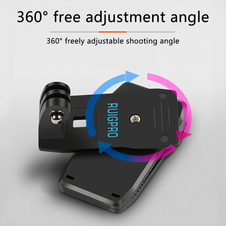 RUIGPRO 360 Degree Rotation Backpack Rec-Mounts Clip Clamp Mount + Phone Clamp for GoPro, Insta360, DJI and Other Action Cameras