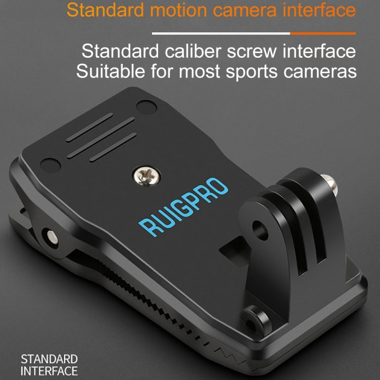 RUIGPRO 360 Degree Rotation Backpack Rec-Mounts Clip Clamp Mount + Phone Clamp for GoPro, Insta360, DJI and Other Action Cameras