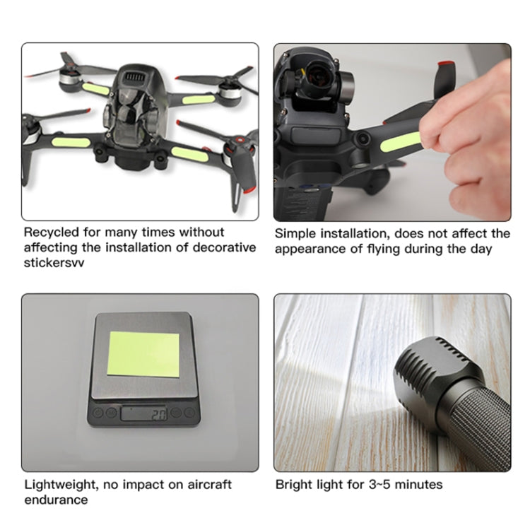 RCSTQ 2片裝 夜光貼紙適用大疆DJI FPV Combo飛行器穿越機夜航熒光貼紙