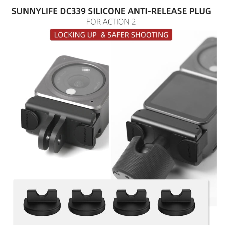 Sunnylife DC339 4個裝 適用於大疆 ACTION 2硅膠防脫鎖扣