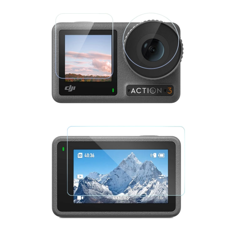 適用於DJI Osmo Action 3 鏡頭+ 前後显示屏鑽石防爆膜