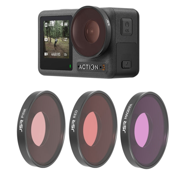 JSR 適用於DJI Osmo Action 3運動相機潜水紅/粉/紫濾鏡