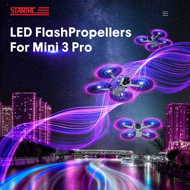 For DJI Mini 4 Pro / Mavic Mini 3 Pro STARTRC 2 Pairs Color LED Flash Lamp Low Noise Propellers
