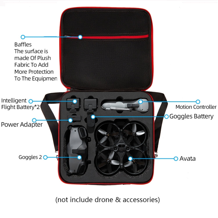 適用於DJI Avata 黑色正方形收納盒便攜包收納單肩無人機配件包 尺寸:30 x 32 x 13.5cm