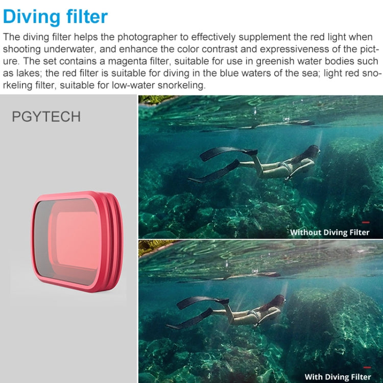 3 PCS PGYTECH P-18C-017 潜水濾鏡套裝 專業版 適用於DJI Osmo Pocket大疆口袋靈眸