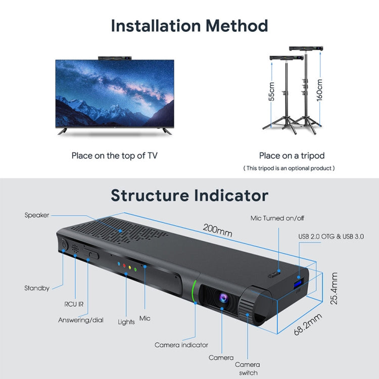 MECOOL KA2 電視視頻通話安卓10.0 智能電視盒 Amlogic S905X4四核CPU, 2GB+16GB, 雙頻/以太網/攝像頭
