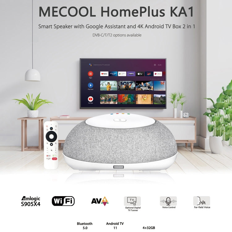 MECOOL KA1 智能電視音箱 Android 11 電視盒Amlogic S905X4四核CPU, 4GB+32GB, 雙頻/藍牙/以太網/OTT
