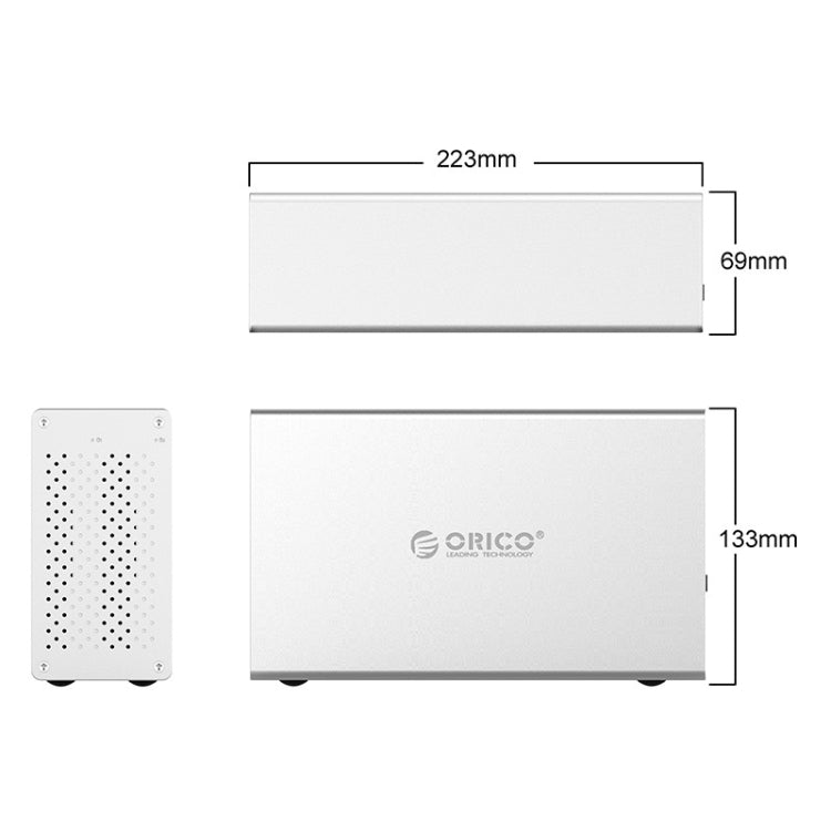 ORICO 蜂巢系列 WS200RU3 SATA 3.5英寸 20TB USB3.0 雙盤位鋁合金移動硬盤/固態硬盤盒帶陣列功能