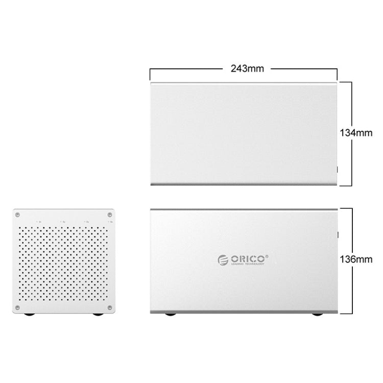 ORICO 蜂巢系列 WS400C3 SATA 3.5英寸 40TB Type-C 4盤位鋁合金移動硬盤/固態硬盤盒