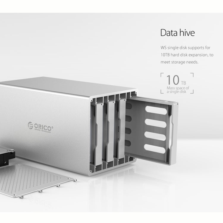 ORICO 蜂巢系列 WS400RC3 SATA 3.5英寸 40TB Type-C 4盤位鋁合金移動硬盤/固態硬盤盒帶陣列功能