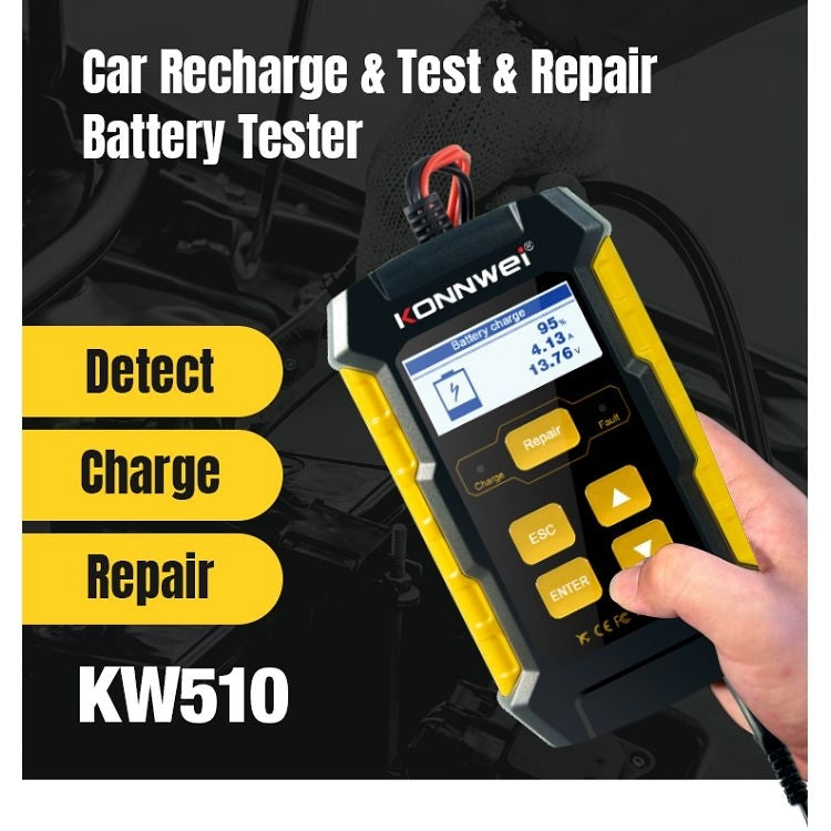 KONNWEI KW510 3合1 汽車電池檢測儀/充電器 /修復儀 支持8國語言