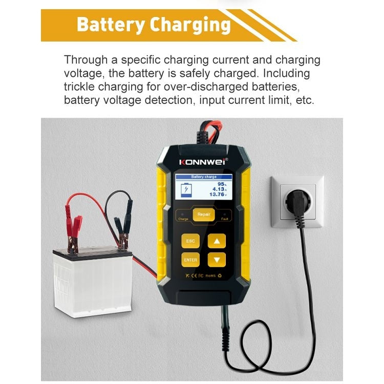 KONNWEI KW510 3合1 汽車電池檢測儀/充電器 /修復儀 支持8國語言
