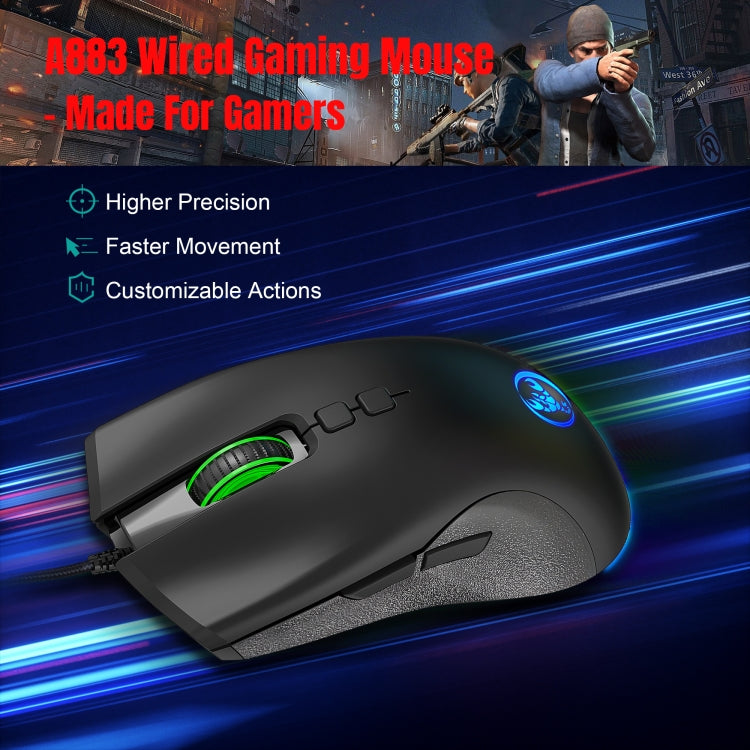 HXSJ A883 7鍵 6400DPI RGB發光机械遊戲有線鼠標