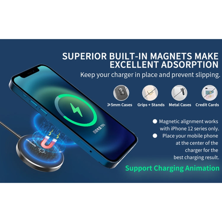 Mriowiz M-2001W 15W 桌面MagSafe磁吸無線充電器帶USB+Type-C數據線&支架 適用於iPhone 12系列