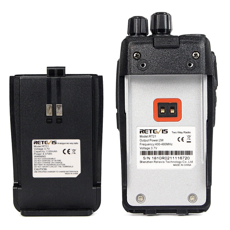 1對裝 RETEVIS RT21 2.5W 美頻400-480MHz 16頻道 手持對講機，美規