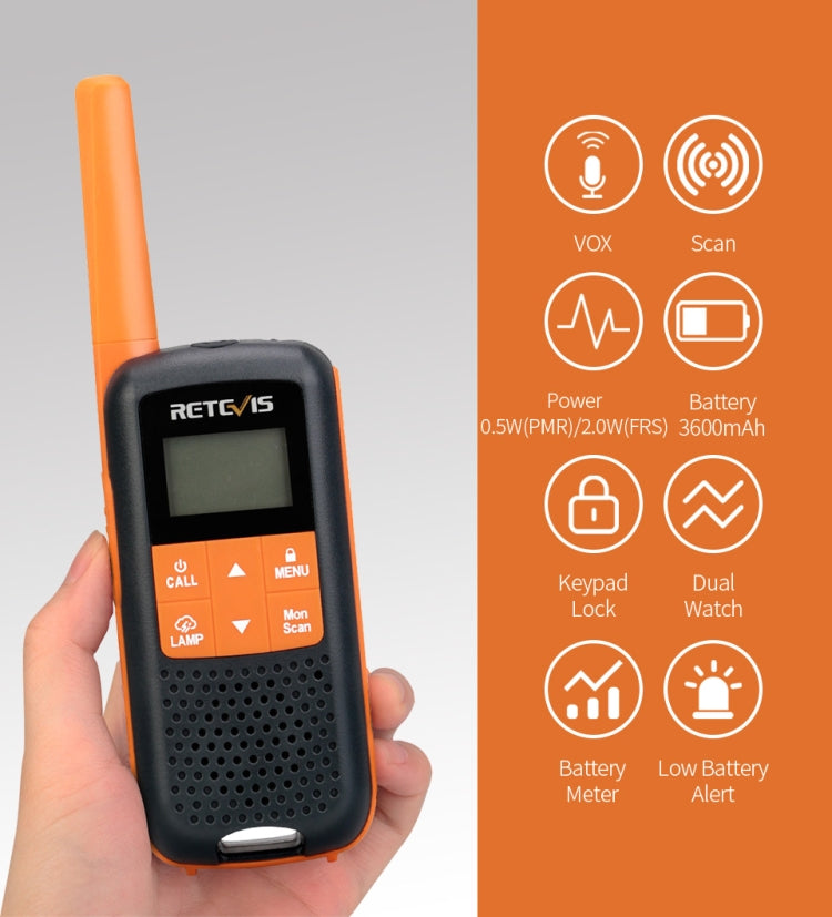 1對裝 RETEVIS RT649 PMR446 16頻道 免許可證雙向無線電手持對講機，歐規