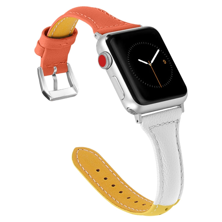 三色T字型皮質錶帶腕帶 適用於Apple Watch Series 8&7 41mm / SE 2&6&SE&5&4 40mm / 3&2&1 38mm