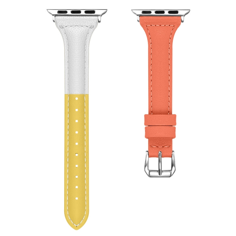 三色T字型皮質錶帶腕帶 適用於Apple Watch Series 8&7 41mm / SE 2&6&SE&5&4 40mm / 3&2&1 38mm