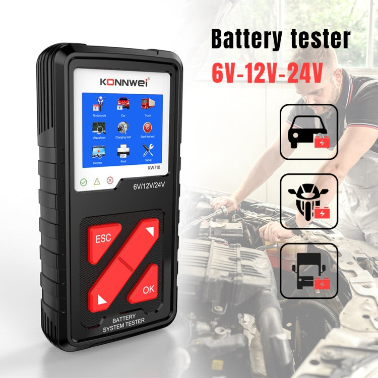 KONNWEI KW710 汽車3.2寸6V-24V鉛酸電池檢測儀 支持13國語言