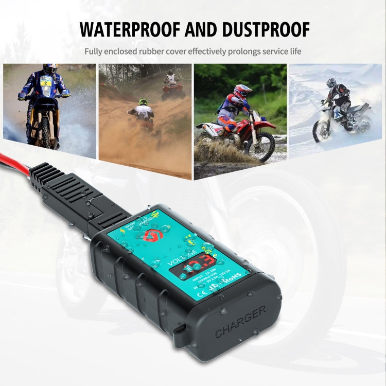 WUPP ZH-1422A2 DC12-24V 摩托車方形雙USB快充充電器 帶開關+電壓表+一體式SAE插口+1米SAE插口連接線