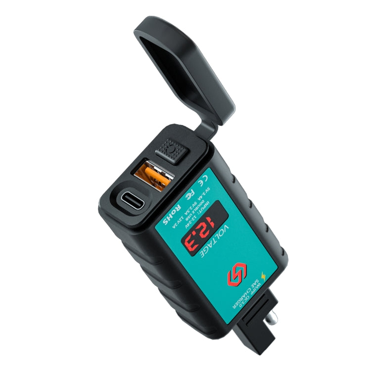 WUPP ZH-1422B1 DC12-24V 方形單USB+PD快充充電器 帶開關+電壓表+一體式SAE插口