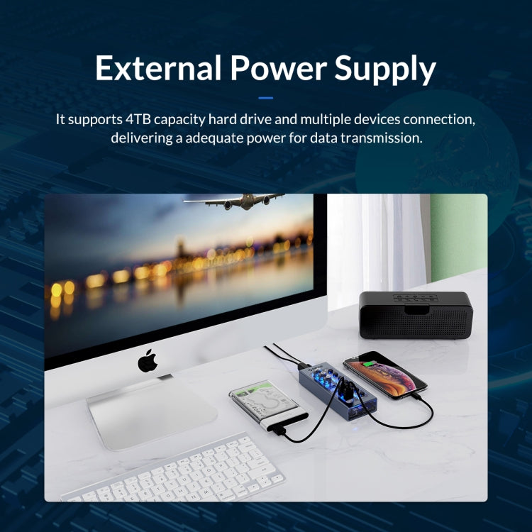 ORICO AT2U3-7AB-GY-BP 7合一 鋁合金多端口USB集線器帶獨立開關