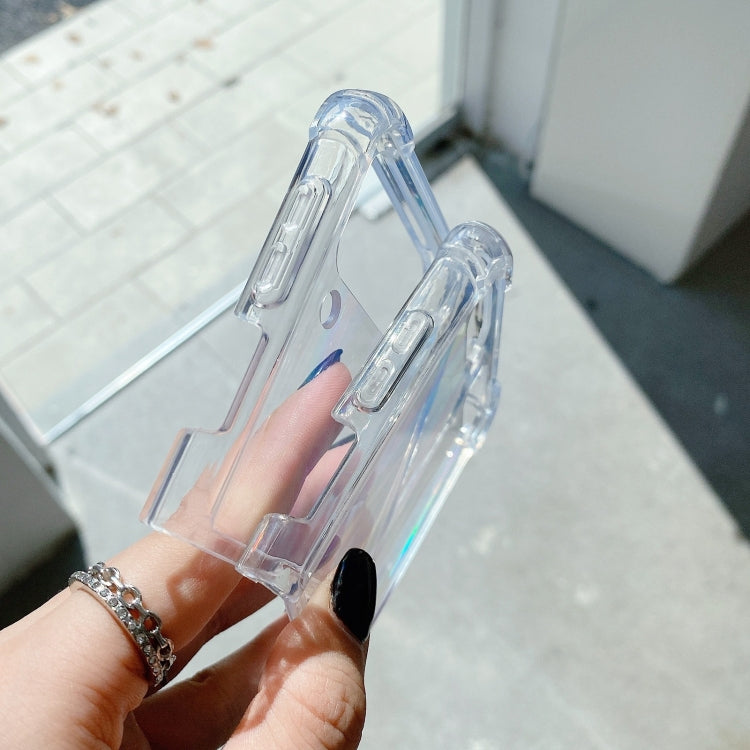 適用於三星 Galaxy Z Flip4 極光PC+TPU 透明四角防摔手機殼