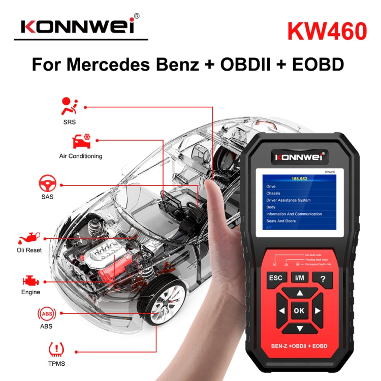 KONNWEI KW460 汽車2.8寸12V鉛酸電池檢測儀 故障診斷儀