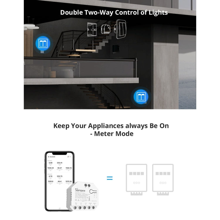 Sonoff DUALR3 雙路雙控Wifi智能開關模塊