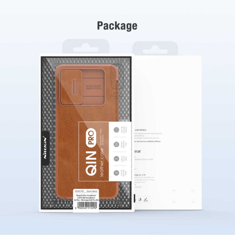 適用於小米紅米Note 11 Pro 國際版 /11 Pro 5G國際版/11 Pro+ 5G印度版/11E Pro 5G 耐爾金 新皮士-秦系列Pro 瘋馬紋皮套
