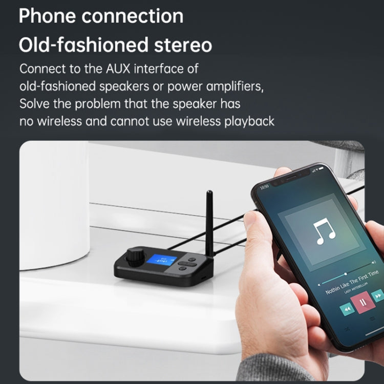 C41 三合一 光纖藍牙5.0音頻適配器接收器發射器 帶LCD屏幕