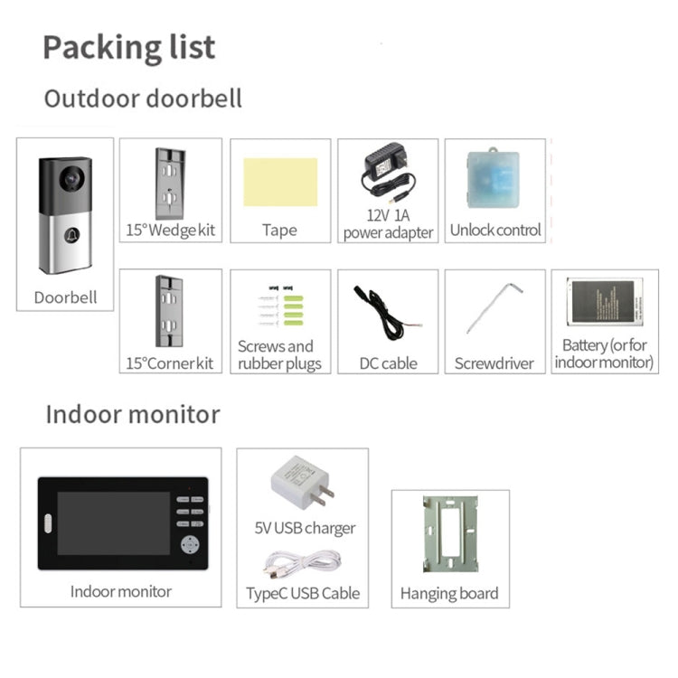 2.4G無線可視門鈴 720P 支持夜視&對話&監控