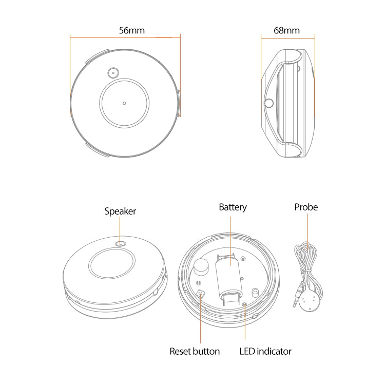 NEO NAS-WS02B ZigBee 漏水傳感器, 不帶電池