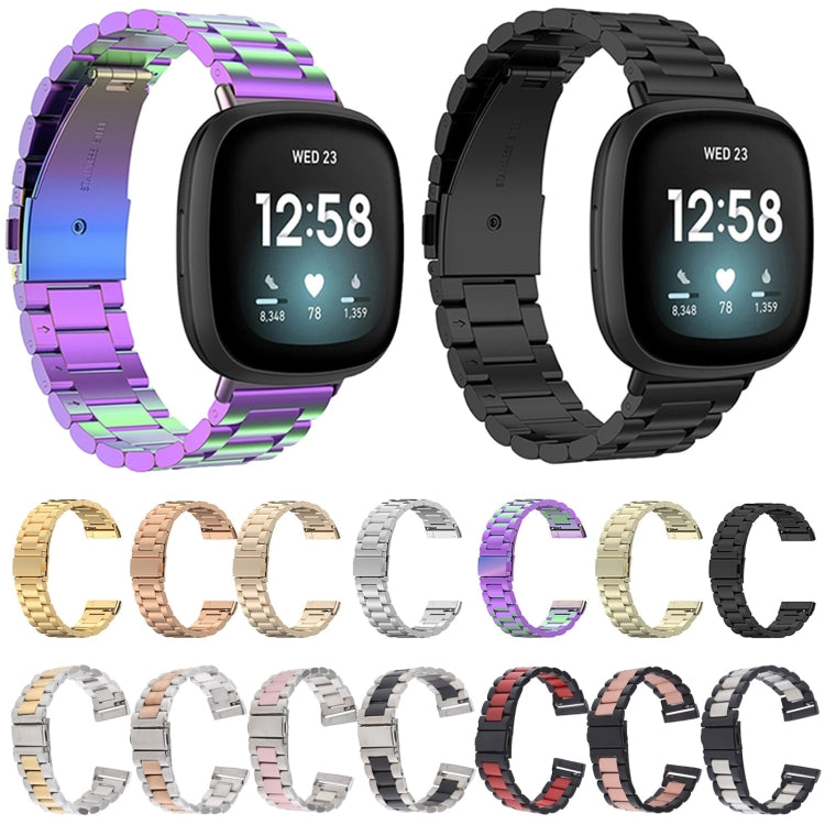 適用於Fitbit Versa 4/Sense 2/Versa 3/Sense 三珠不銹鋼錶帶