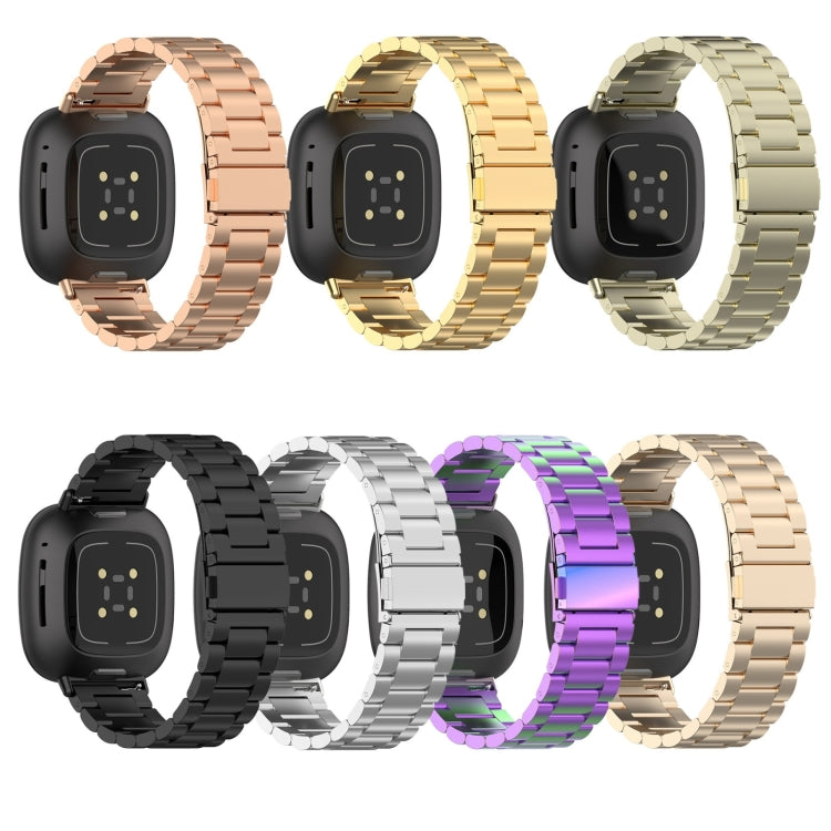 適用於Fitbit Versa 4/Sense 2/Versa 3/Sense 三珠不銹鋼錶帶